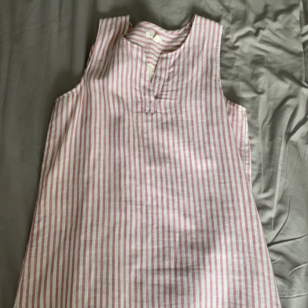 Pink/Red Striped Linen Shift Dress